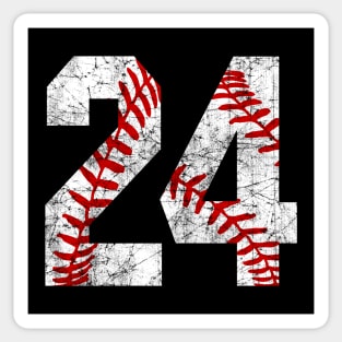 Vintage #24 Baseball Laces Baseball Mom Jersey Love Baseball T-shirt Sticker